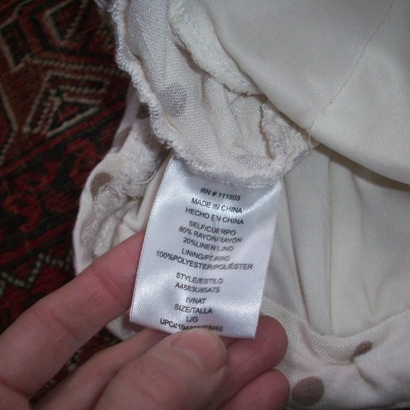 Lily Rose Halter corset Crop top Bustier Blouse Size L Ivory Polka Dot, Linen - Picture 6 of 7